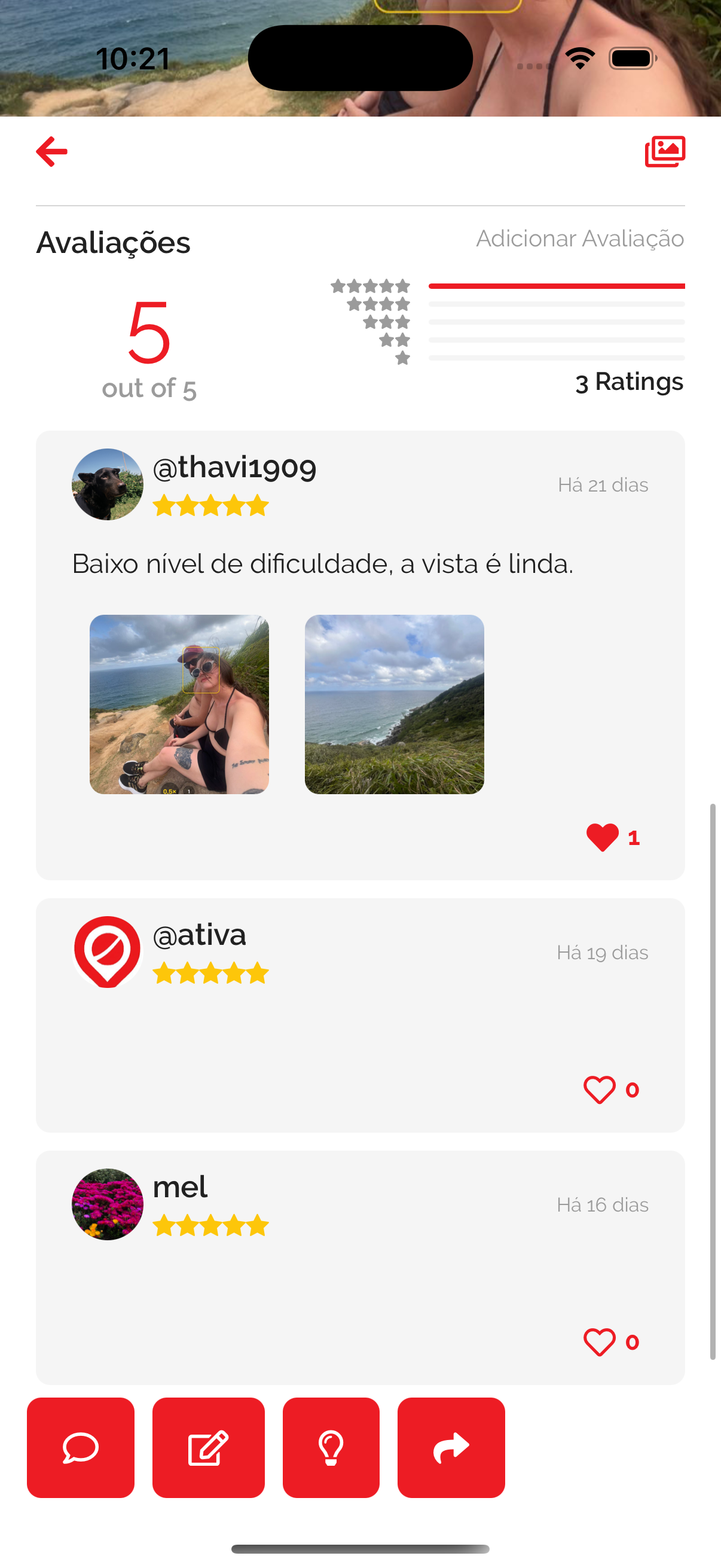 Perfil detalhado de local esportivo com informações